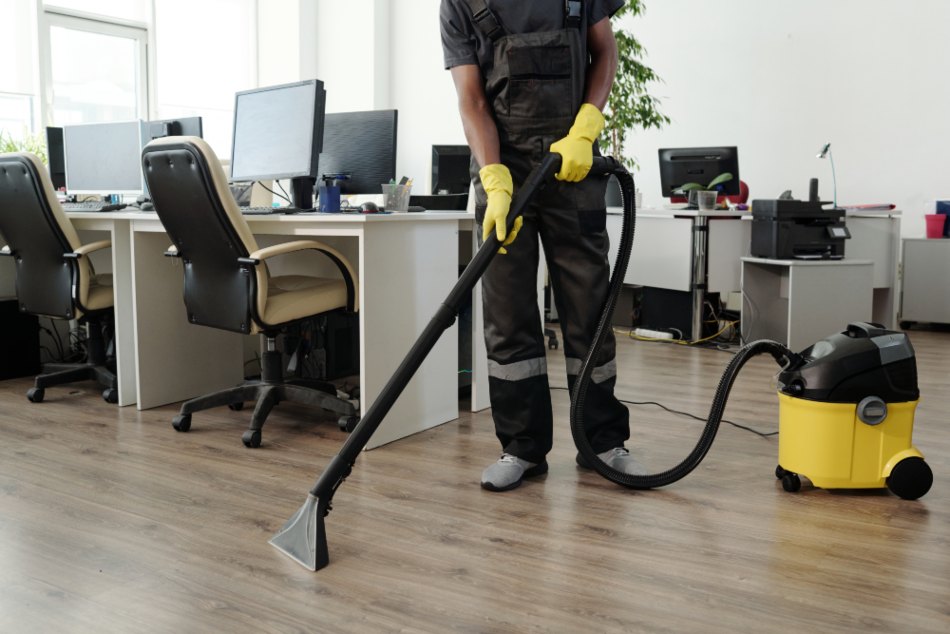 a man cleaning office space in New York